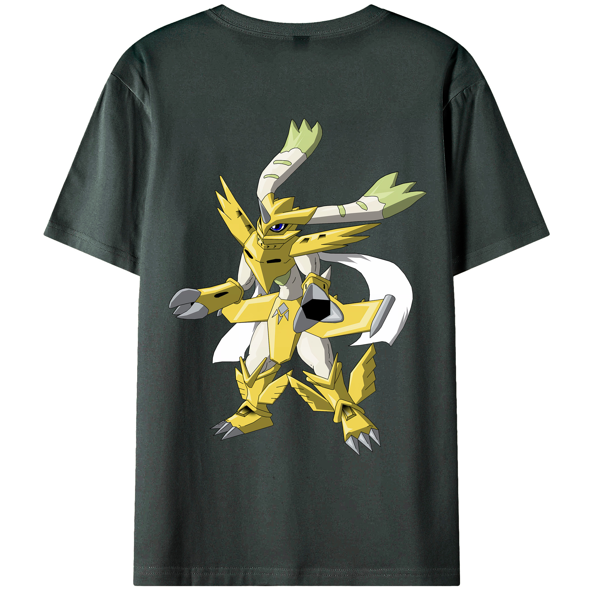 （画像用） Digimon デジタルモンスター/デジモン 綿100％ メンズ半袖Tシャツ（バックプリント） 通気性